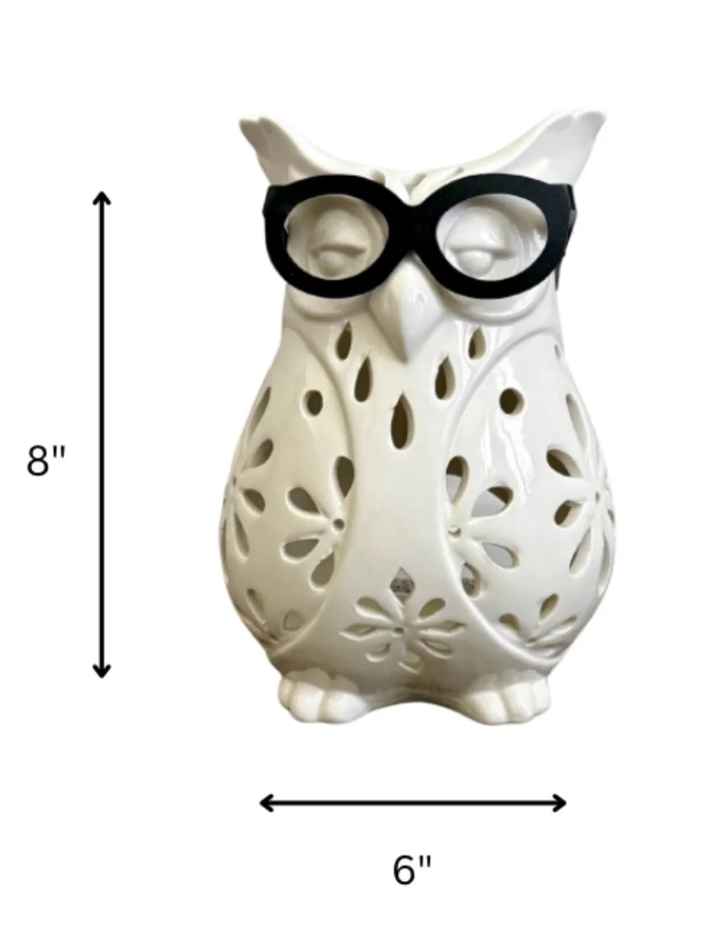 White Ceramic Owl Candle Holder